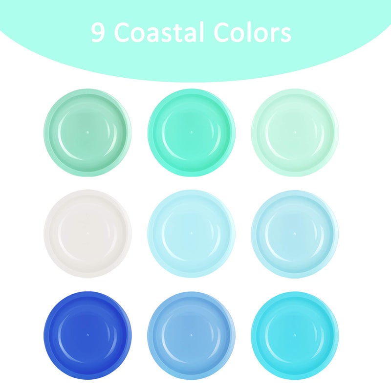 Youngever 7.5 Inch Plastic Plates, Small Kid Size, Kids Plates, Toddler Plates, Snack Plates, Set of 9 (Coastal Colors) - Image 2